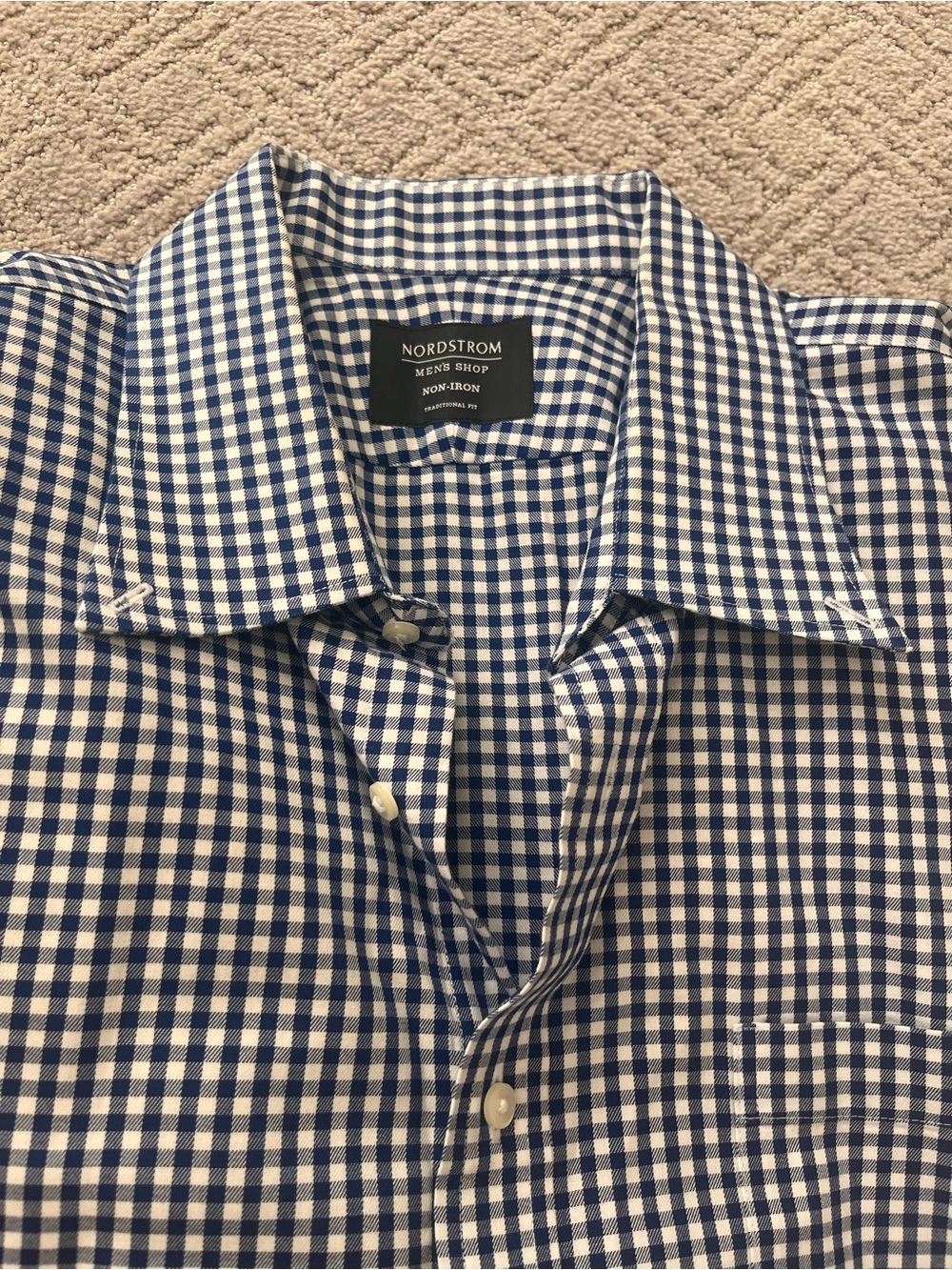 Nordstrom Men’s Blue & White Gingham Button-Down Shirt